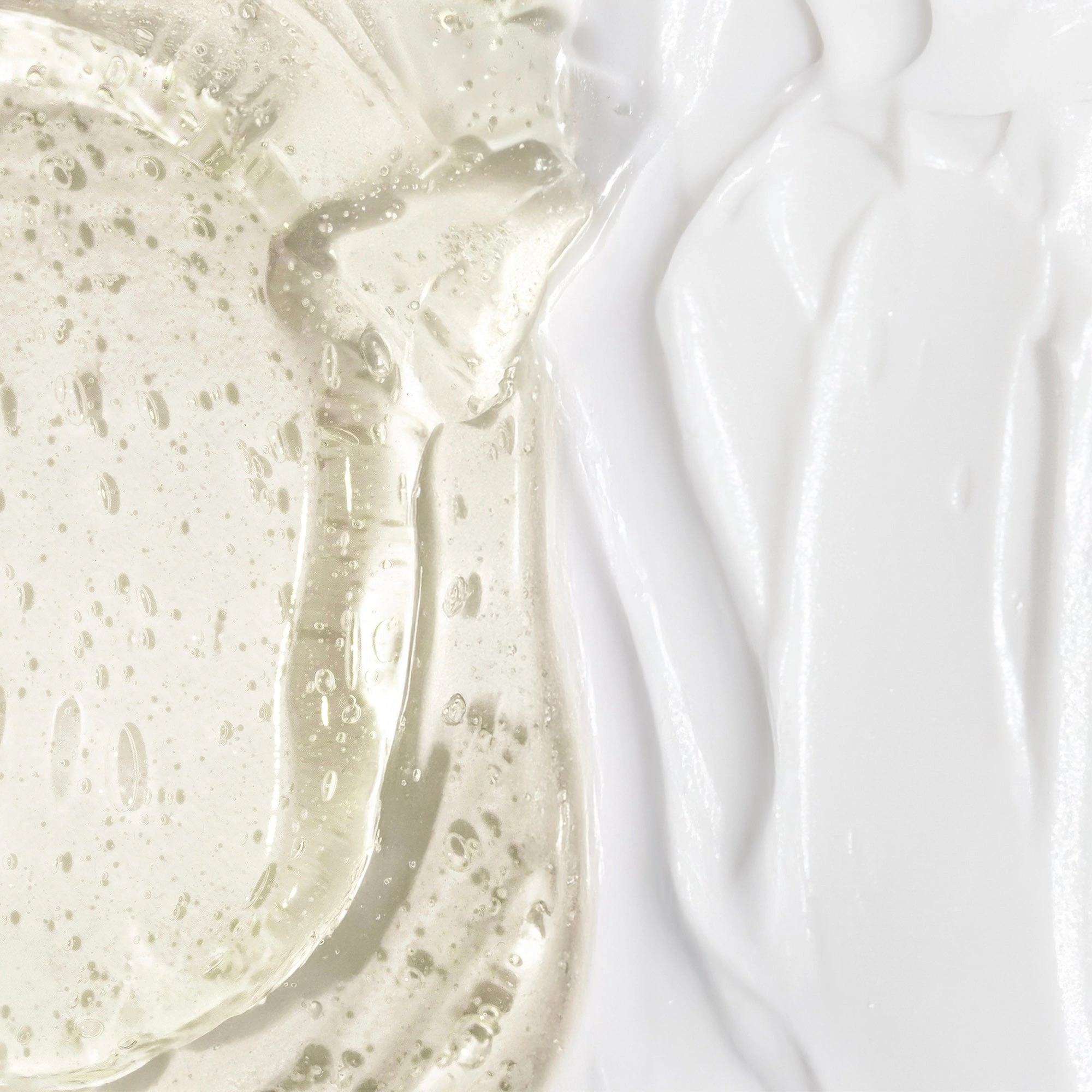 Clear gel and white cream textures